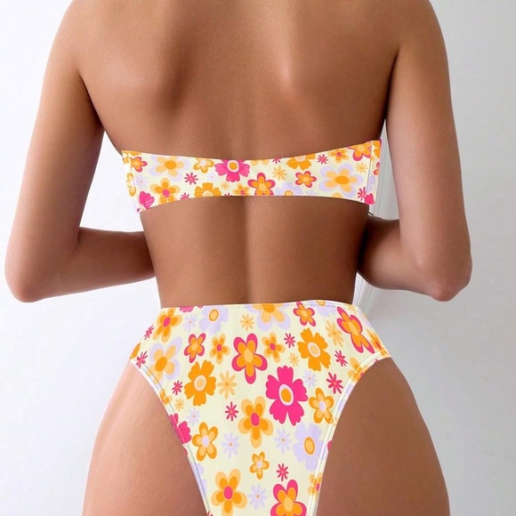 Women's 2 Piece Swimsuits O Ring High Waist Bandeau Bikini Set Bathing Suit - Picture 4 of 6